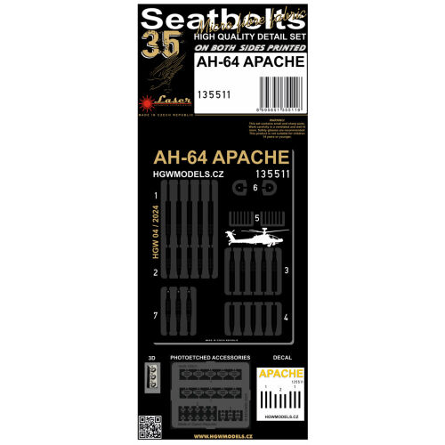 AH-64 Apache(laser) Seatbelts 1/35