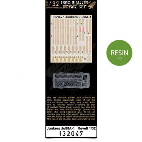 Ju 88A-1 seatbelts+seat+decal (Revell)