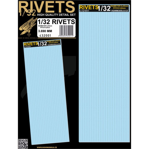 Volné řady nýtů - Rivets (0.25/0.8) 1/32