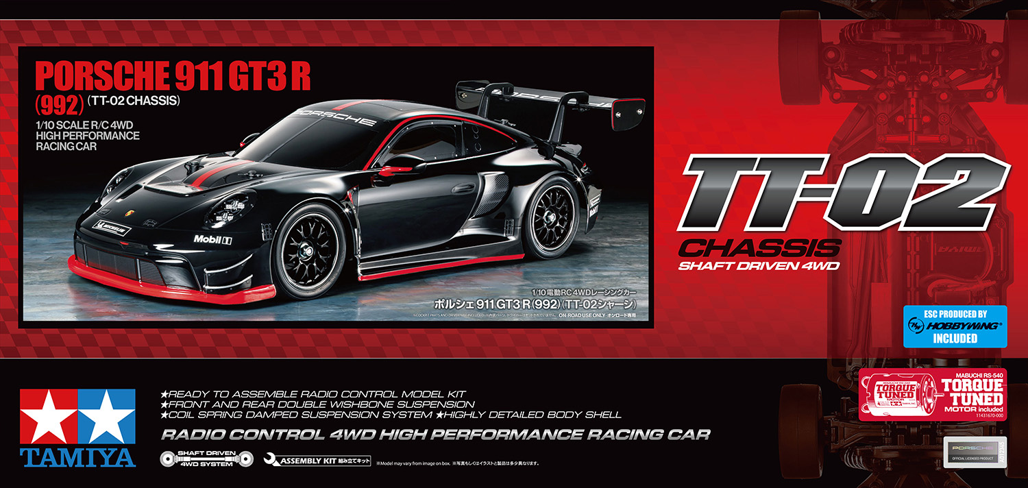 1:10 Porsche 911 GT3 R (992) TT-02 Podwozie (zestaw)