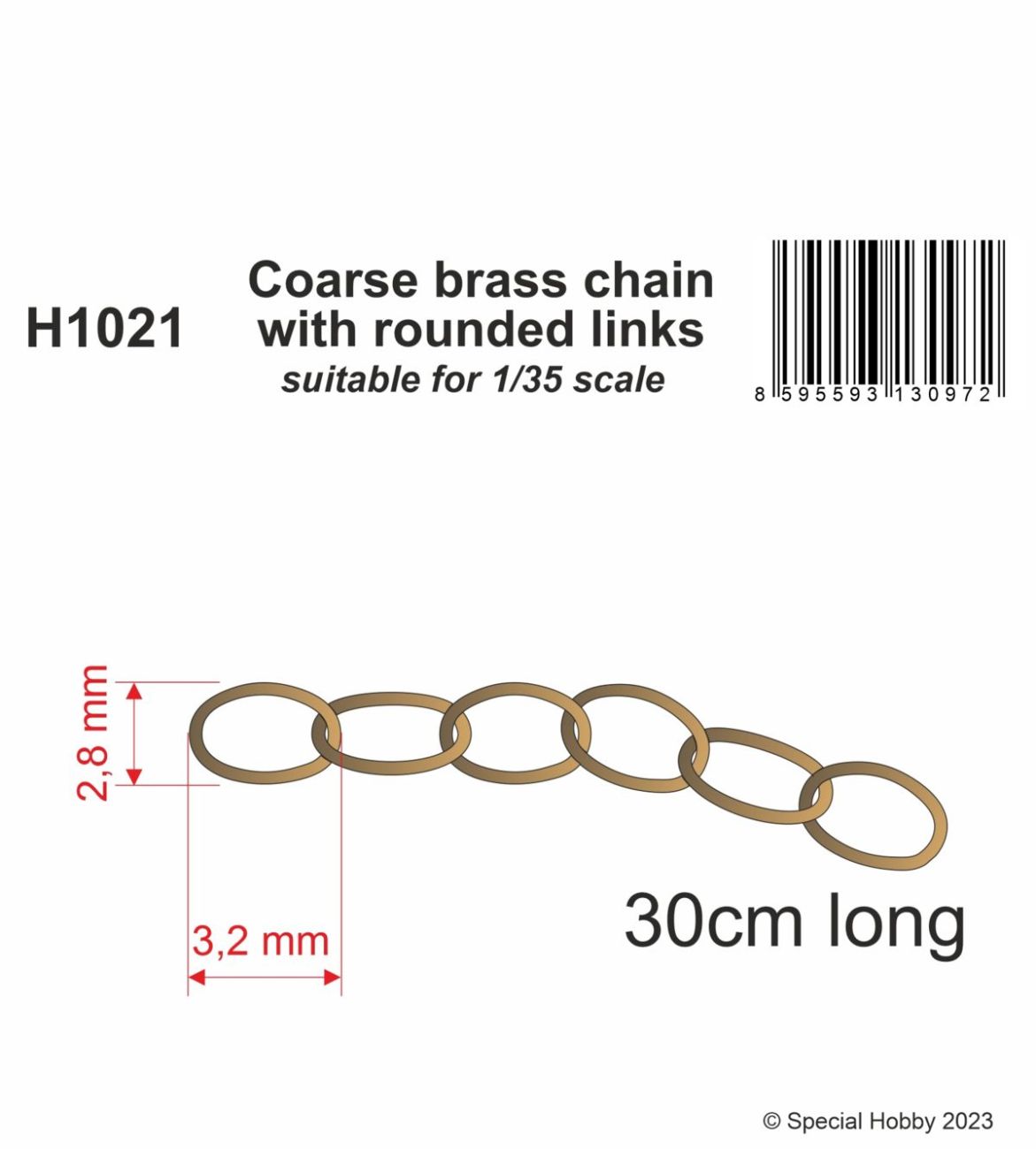 Coarse brass chain with rounded links -s